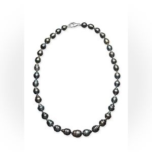 Mens 8mm Tahatian pearl necklace with sterling silver clasp